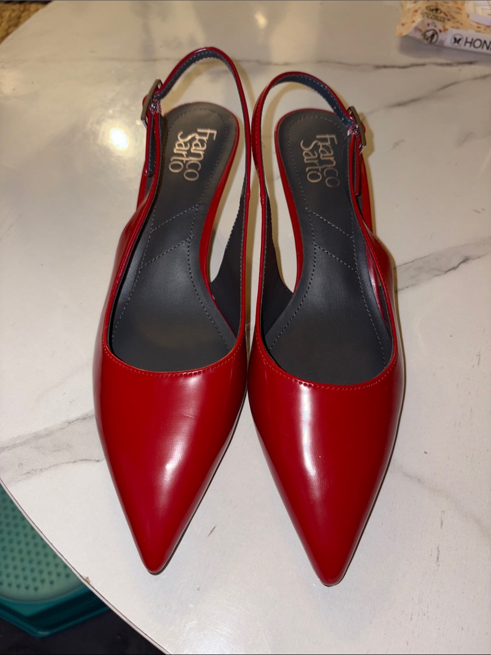 Franco Sarto Red Pointed Slingback Mules
